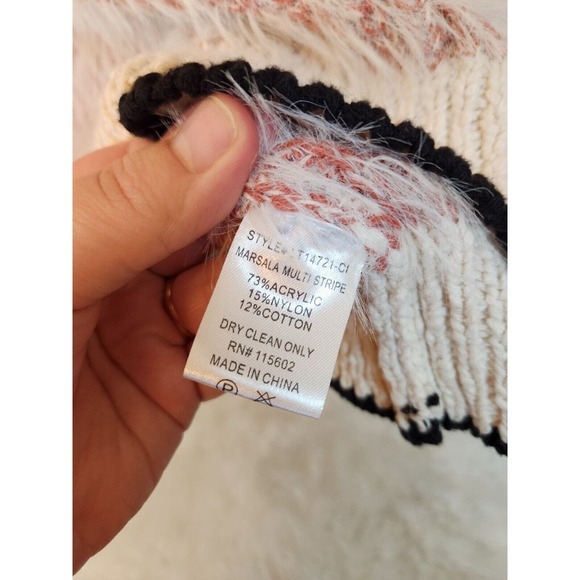 Lush Women's Color Block‎ Orange / Ivory Long Sleeve Turtleneck Sweater Size M - Picture 4 of 6